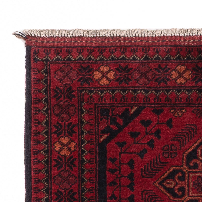 Runner Afghan Rug - Kunduz - 296 x 79 cm - dark red