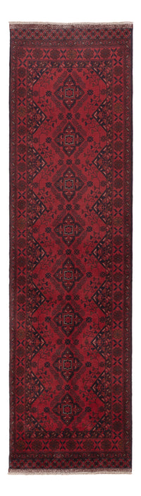 Runner Afghan Rug - Kunduz - 297 x 80 cm - dark red