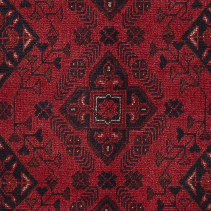 Runner Afghan Rug - Kunduz - 297 x 80 cm - dark red