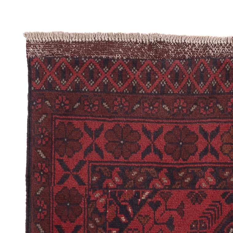Runner Afghan Rug - Kunduz - 297 x 80 cm - dark red