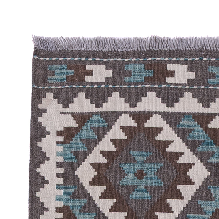 Runner Kelim Rug - Splash - 300 x 81 cm - dark green