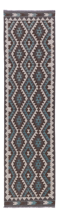 Runner Kelim Rug - Splash - 303 x 78 cm - dark green