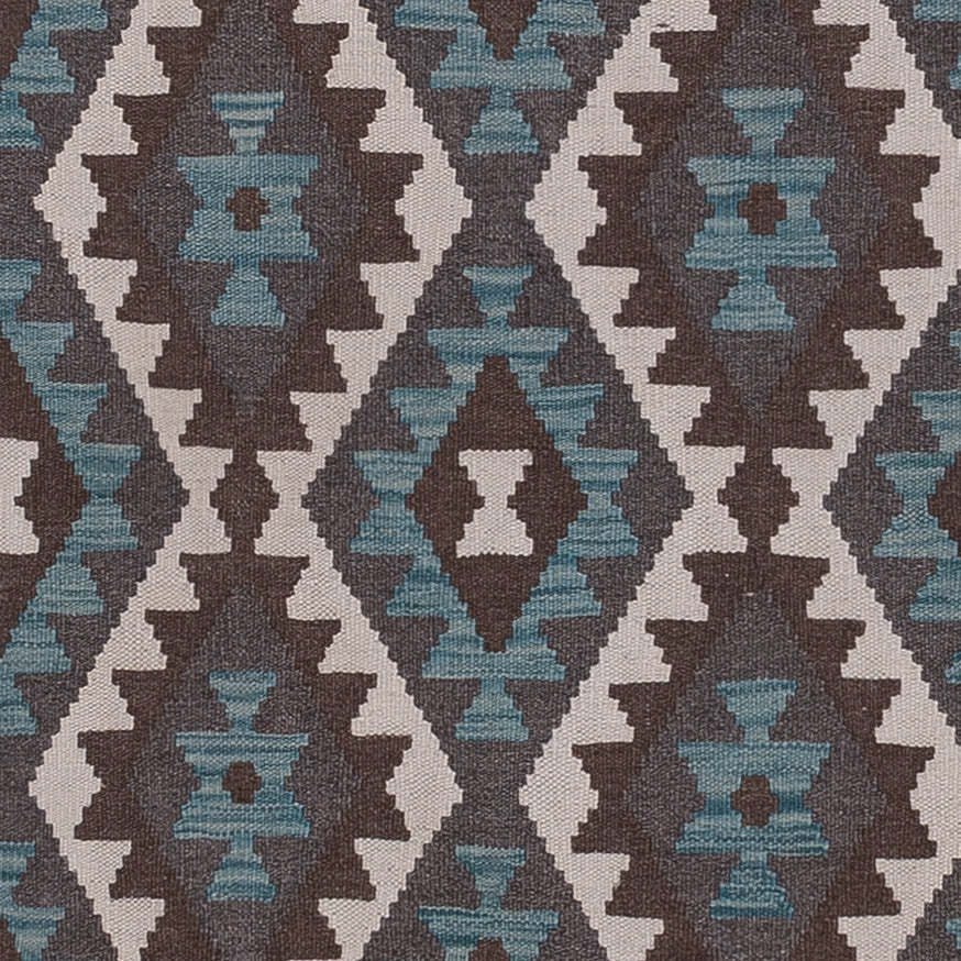 Runner Kelim Rug - Splash - 303 x 78 cm - dark green