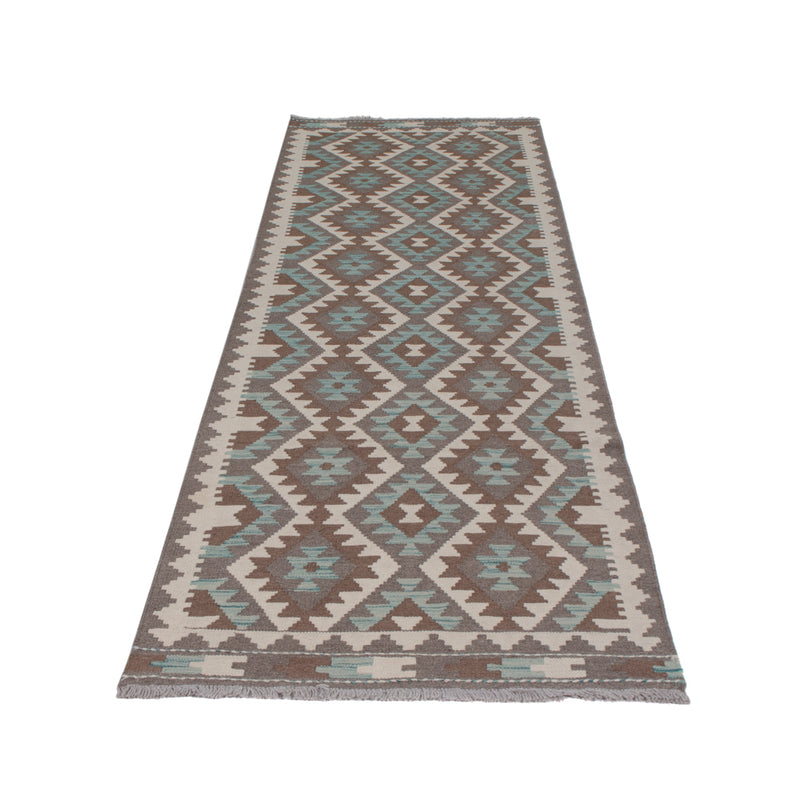 Runner Kelim Rug - Splash - 303 x 78 cm - dark green