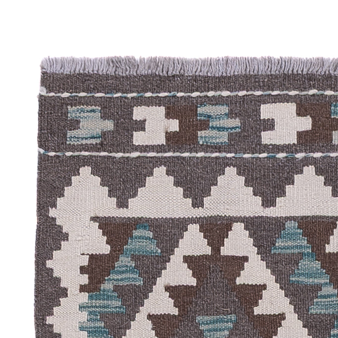 Runner Kelim Rug - Splash - 288 x 80 cm - dark green