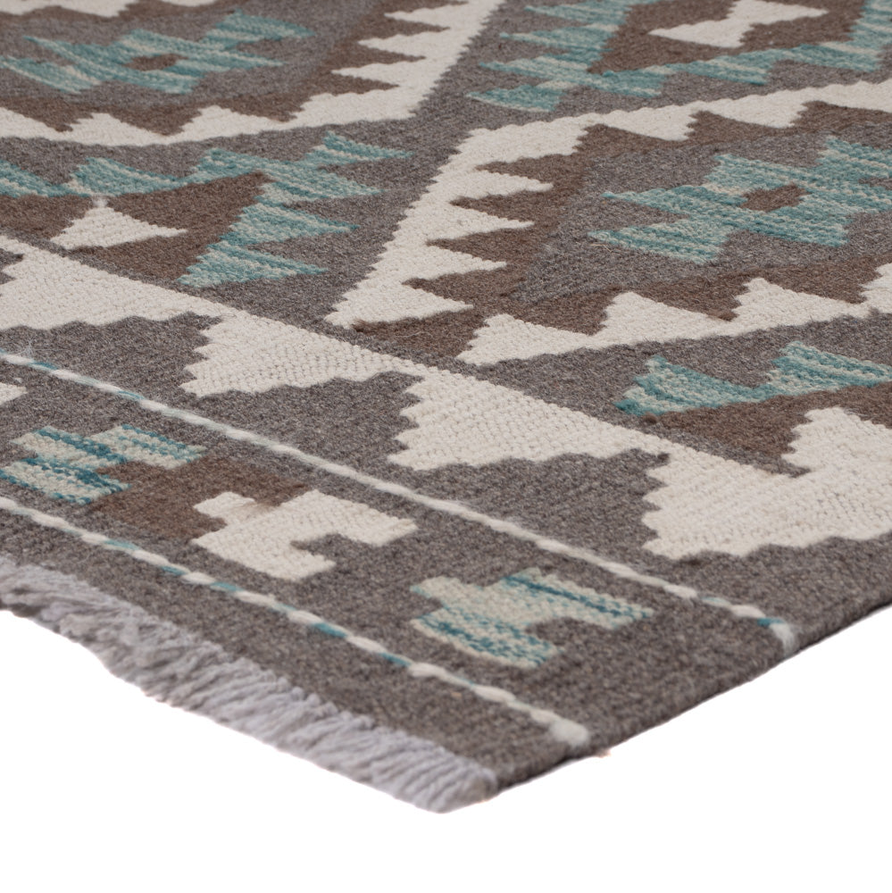 Runner Kelim Rug - Splash - 288 x 80 cm - dark green