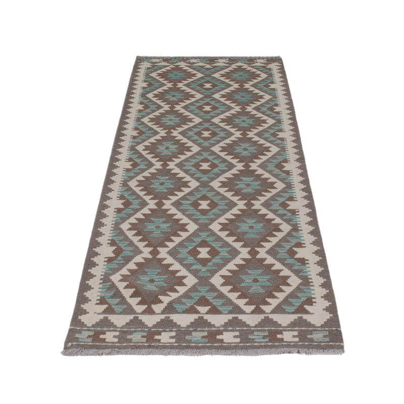 Runner Kelim Rug - Splash - 288 x 80 cm - dark green