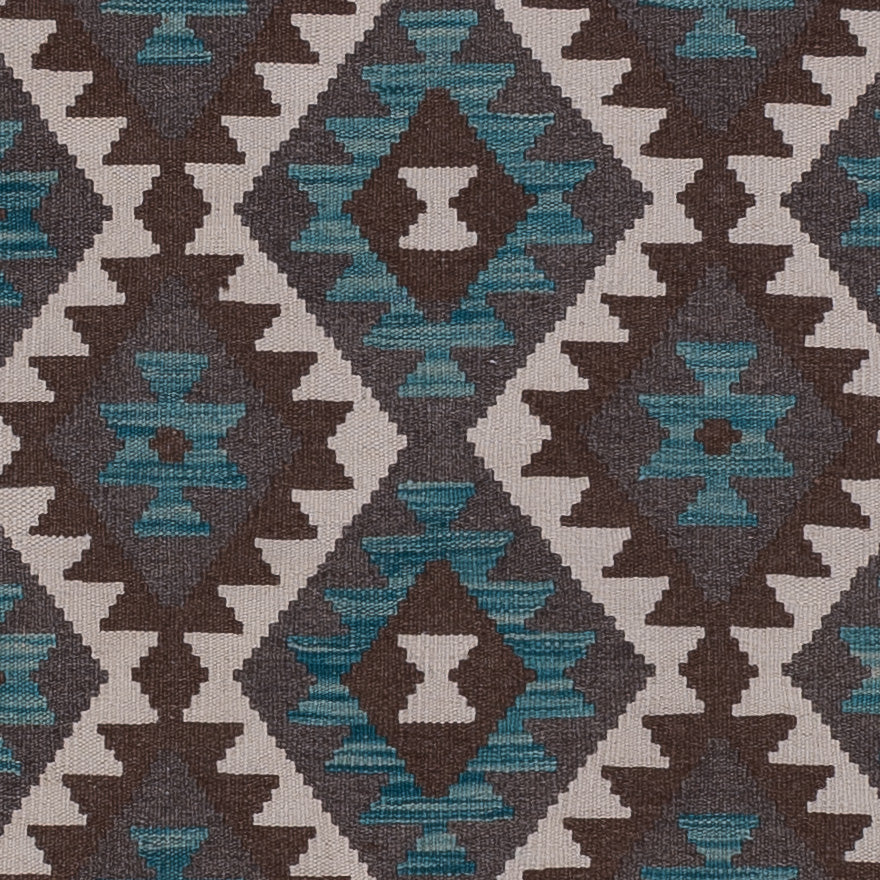 Runner Kelim Rug - Splash - 303 x 83 cm - dark green