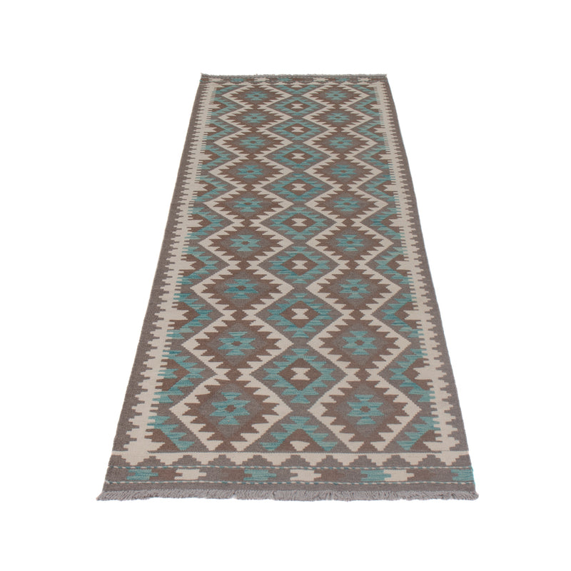 Runner Kelim Rug - Splash - 303 x 83 cm - dark green