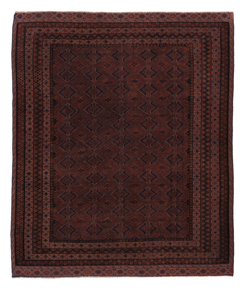 Kelim Rug - Oriental square  - 189 x 156 cm - dark red