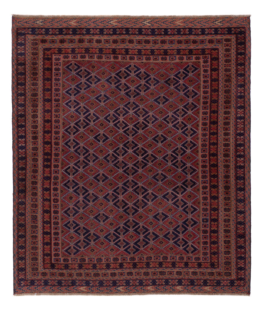 Kelim Rug - Oriental square  - 183 x 157 cm - dark red