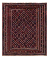 Kelim Rug - Oriental square  - 187 x 161 cm - dark red