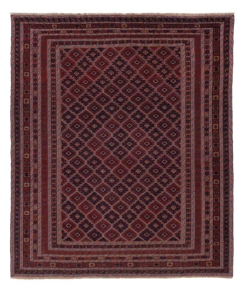 Kelim Rug - Oriental square  - 187 x 161 cm - dark red