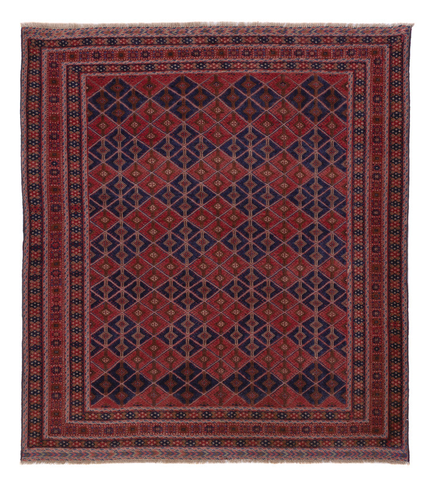 Kelim Rug - Oriental square  - 178 x 160 cm - dark red