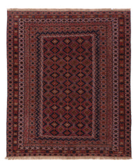 Kelim Rug - Oriental square  - 189 x 157 cm - dark red