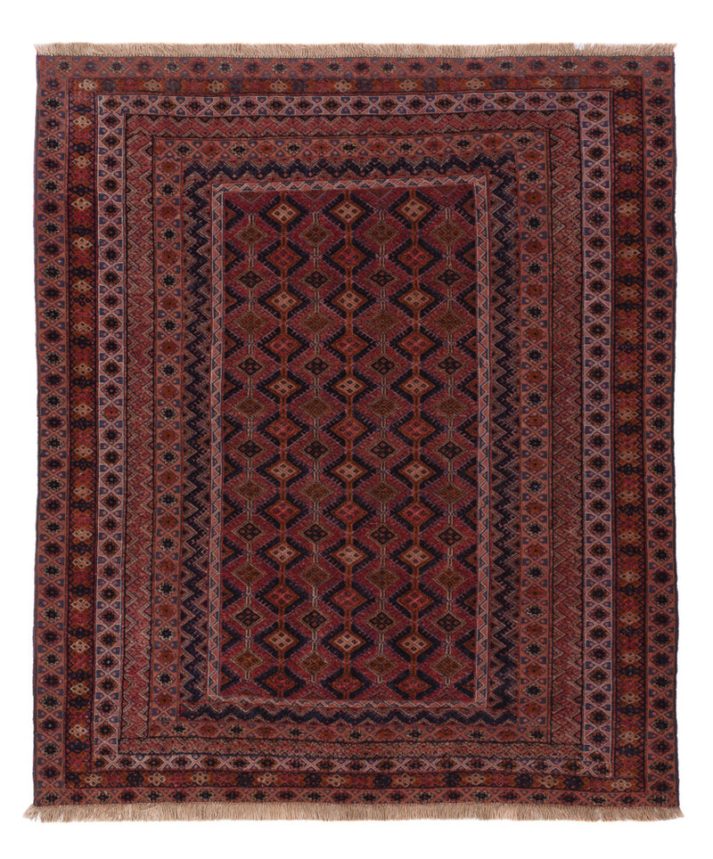 Kelim Rug - Oriental square  - 189 x 157 cm - dark red