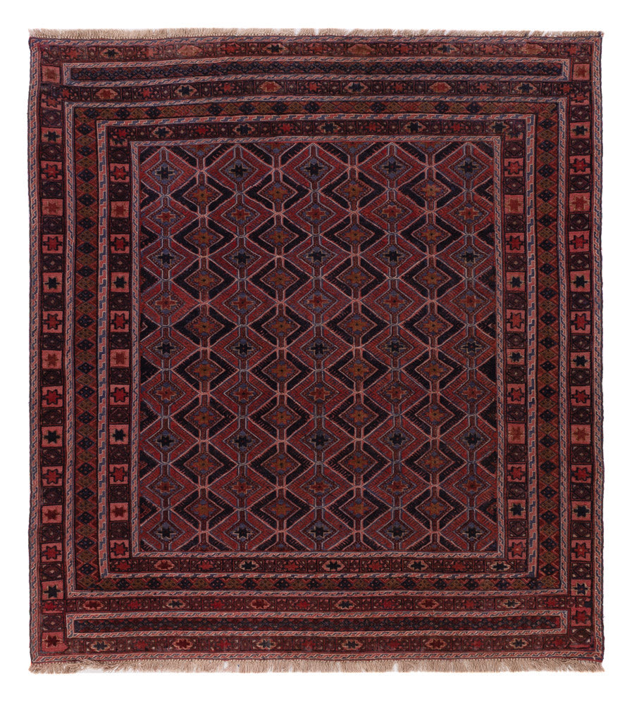 Kelim Rug - Oriental square  - 170 x 159 cm - dark red
