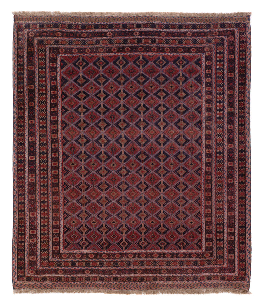 Kelim Rug - Oriental square  - 183 x 158 cm - dark red