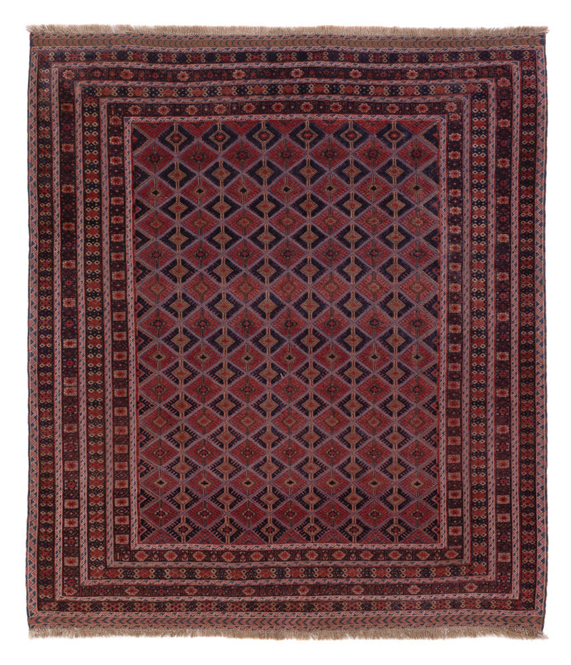 Kelim Rug - Oriental square  - 183 x 158 cm - dark red