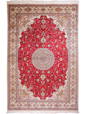 Silk Rug - Chinese Silk - 278 x 183 cm - red