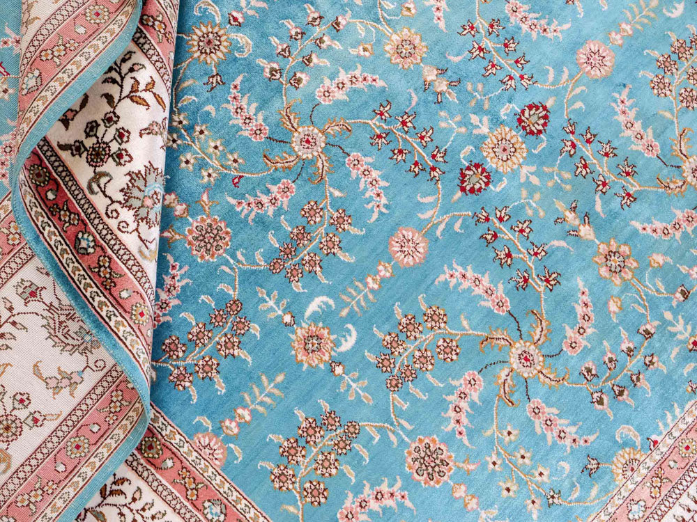 Silk Rug - Chinese Silk - 263 x 180 cm - light blue
