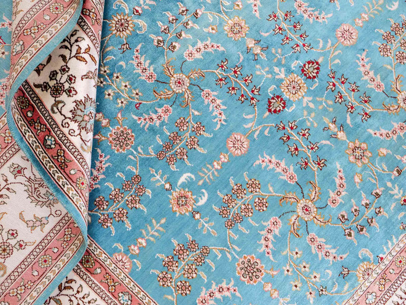 Silk Rug - Chinese Silk - 263 x 180 cm - light blue