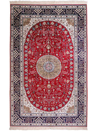 Silk Rug - Chinese Silk - 246 x 152 cm - red