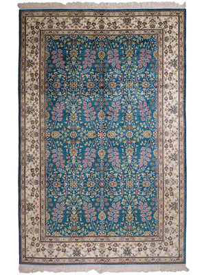 Silk Rug - Chinese Silk - 242 x 155 cm - petrol blue