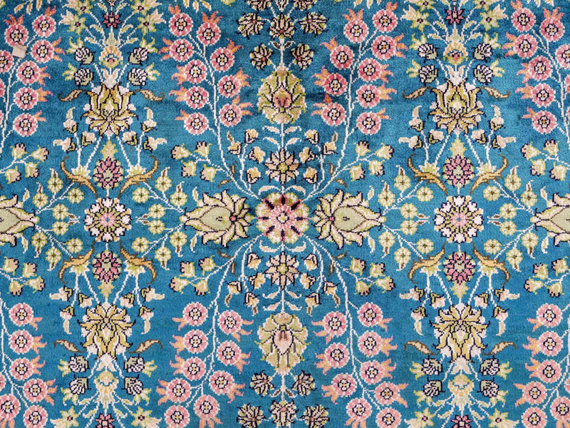 Silk Rug - Chinese Silk - 242 x 155 cm - petrol blue