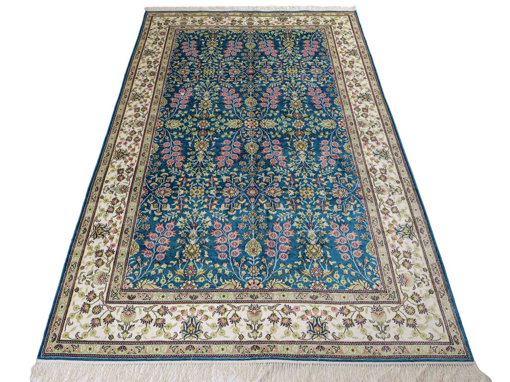 Silk Rug - Chinese Silk - 242 x 155 cm - petrol blue