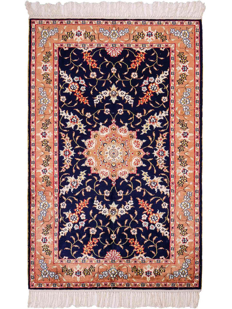 Silk Rug - Chinese Silk - 122 x 78 cm - dark blue