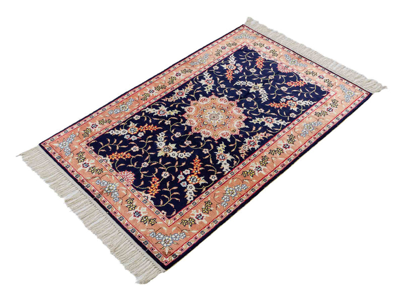 Silk Rug - Chinese Silk - 122 x 78 cm - dark blue