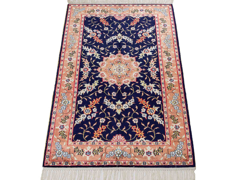 Silk Rug - Chinese Silk - 122 x 78 cm - dark blue
