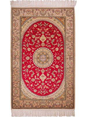 Silk Rug - Chinese Silk - 121 x 78 cm - red