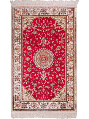 Silk Rug - Chinese Silk - 120 x 76 cm - red
