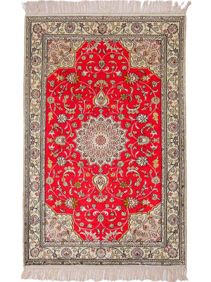 Silk Rug - Chinese Silk - 122 x 78 cm - red