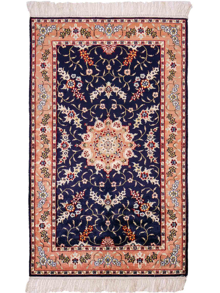 Silk Rug - Chinese Silk - 123 x 77 cm - dark blue