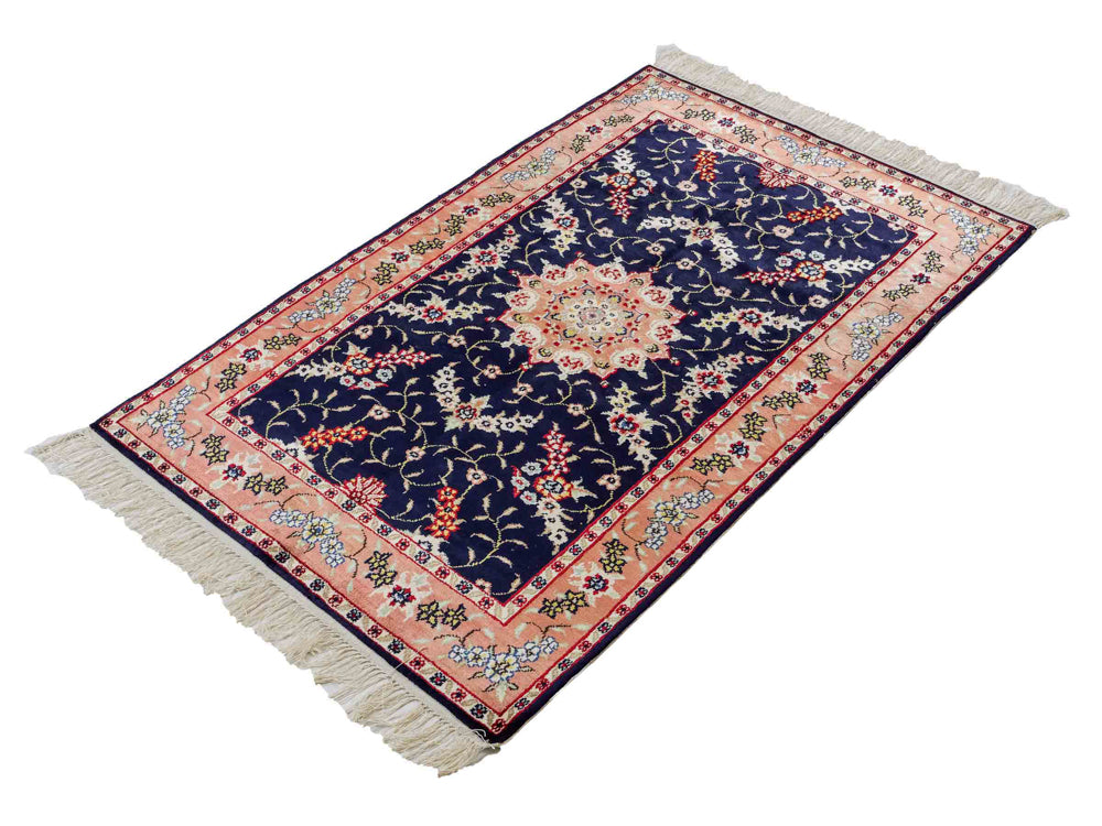 Silk Rug - Chinese Silk - 123 x 77 cm - dark blue