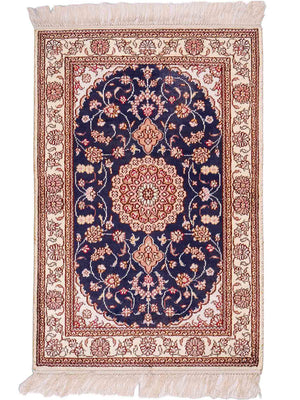 Silk Rug - Chinese Silk - 92 x 62 cm - dark blue