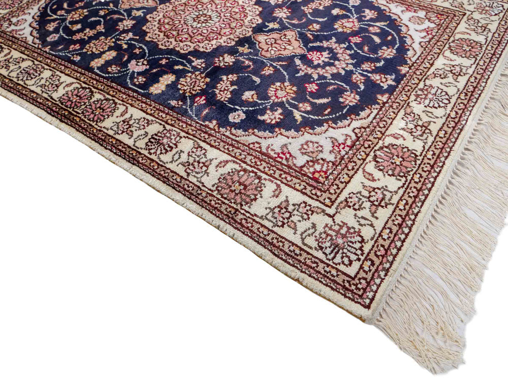 Seidenteppich - China Seide - 92 x 62 cm - dunkelblau