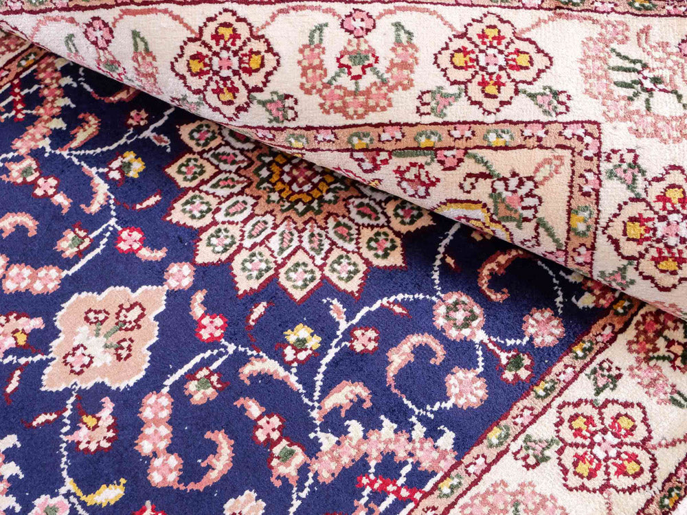 Silk Rug - Chinese Silk - 92 x 60 cm - dark blue