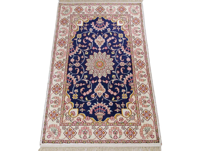 Silk Rug - Chinese Silk - 92 x 60 cm - dark blue