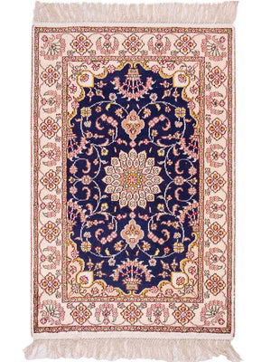 Silk Rug - Chinese Silk - 91 x 61 cm - dark blue