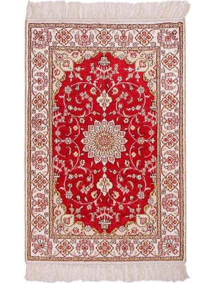 Silk Rug - Chinese Silk - 90 x 62 cm - red