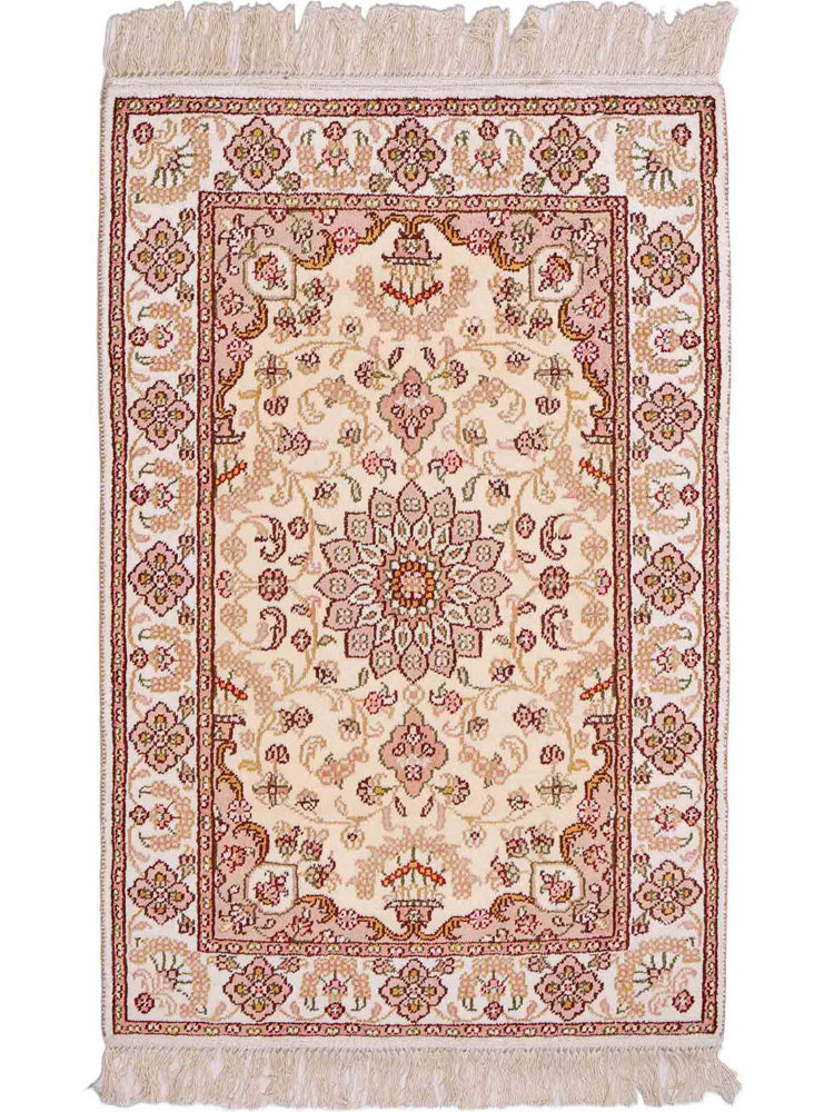 Silk Rug - Chinese Silk - 89 x 60 cm - light beige