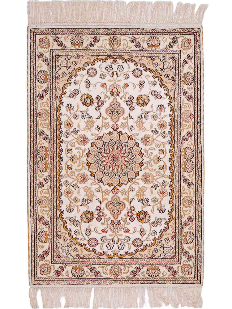 Silk Rug - Chinese Silk - 93 x 63 cm - beige