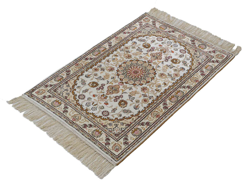 Silk Rug - Chinese Silk - 93 x 63 cm - beige