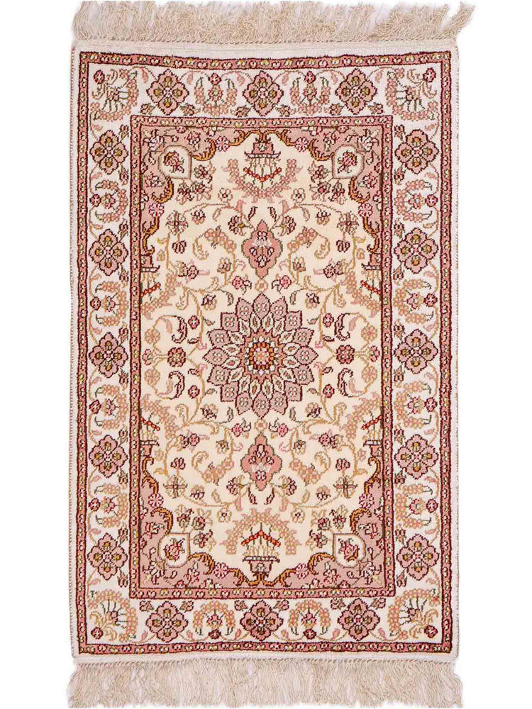 Silk Rug - Chinese Silk - 88 x 59 cm - light beige