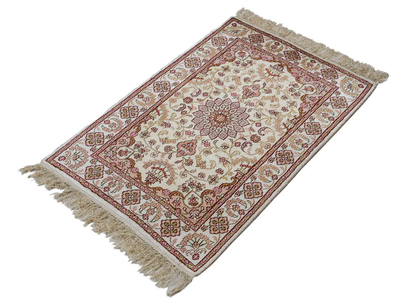 Silk Rug - Chinese Silk - 88 x 59 cm - light beige