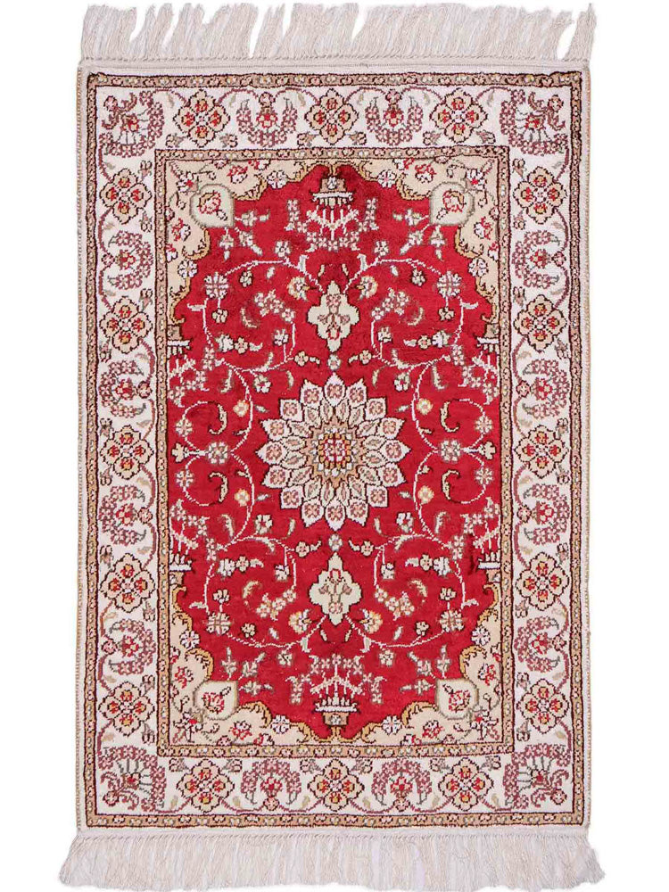 Silk Rug - Chinese Silk - 89 x 61 cm - red